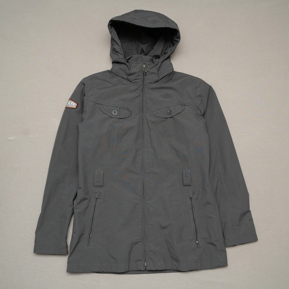 Jackets & Blazers - The North Face‎ Jacket Womens M Gray Hooded Belted HyVent Waterproof Coat CX65